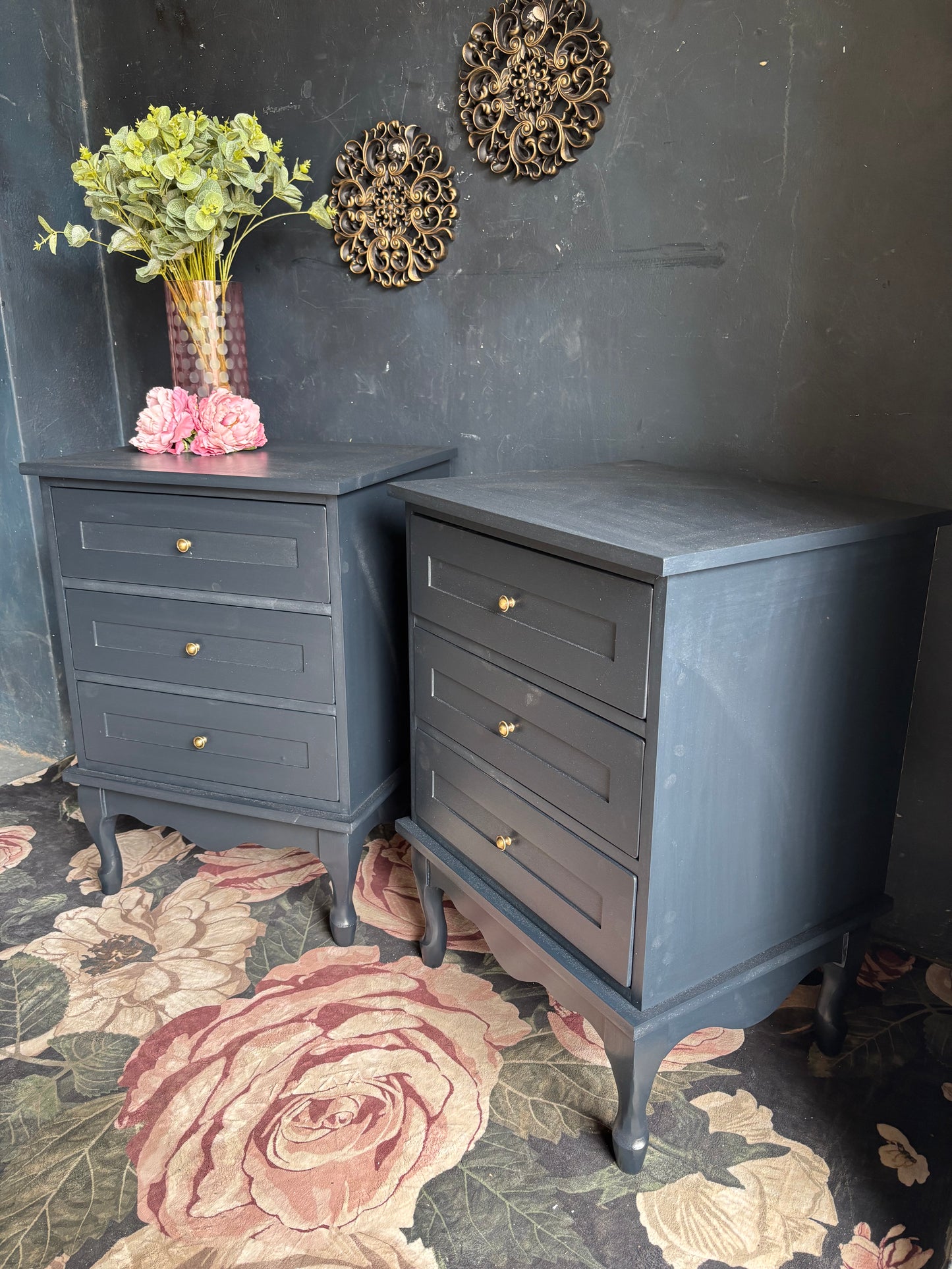 Navy Blue Bedside Tables (Pair)