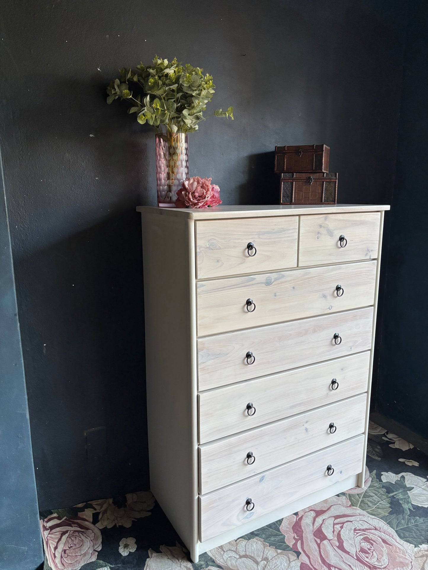 Heritage Whitewashed Pine 7-Drawer Tall Chest