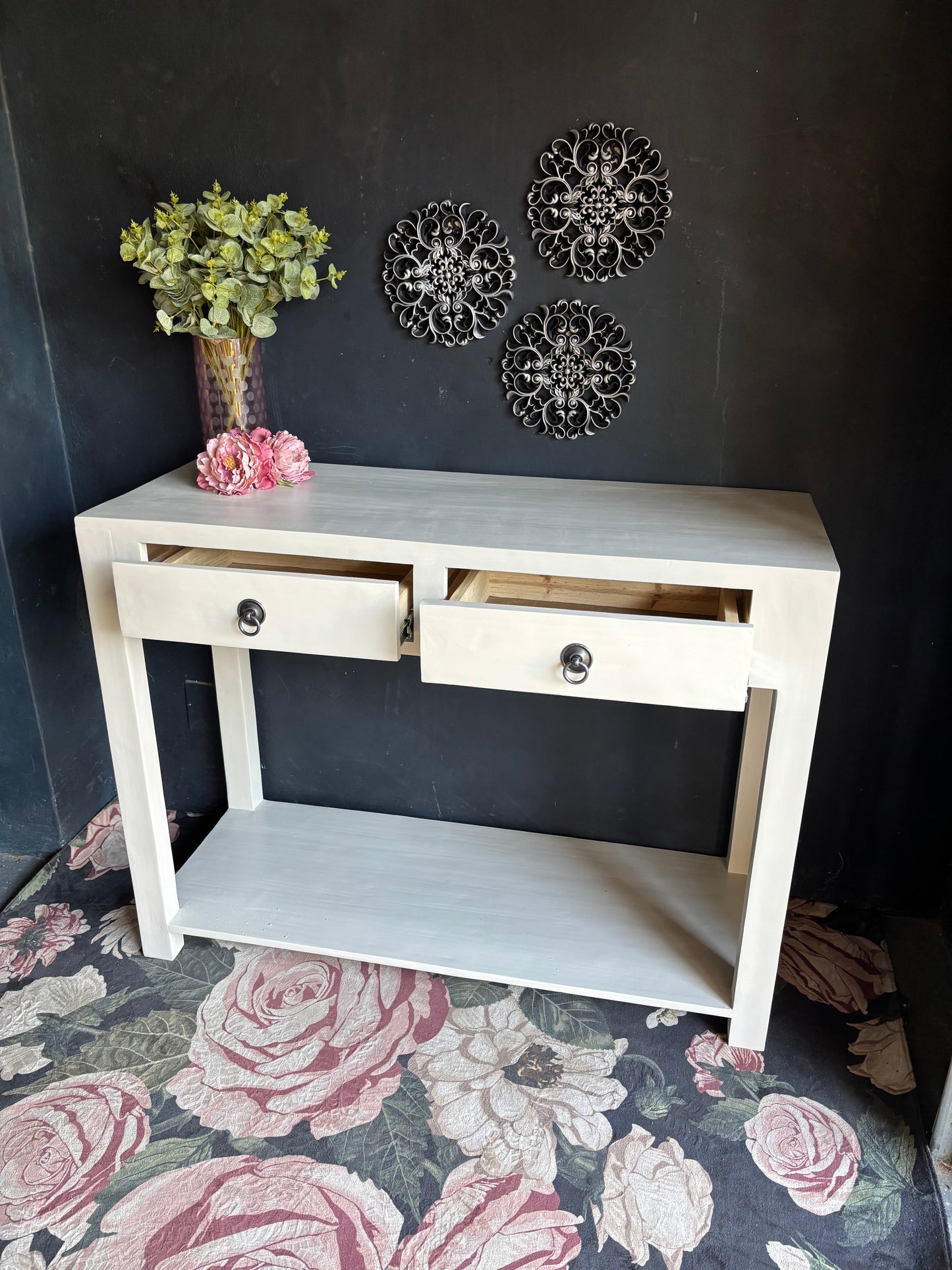 Soft White Two-Drawer Server/Console Table