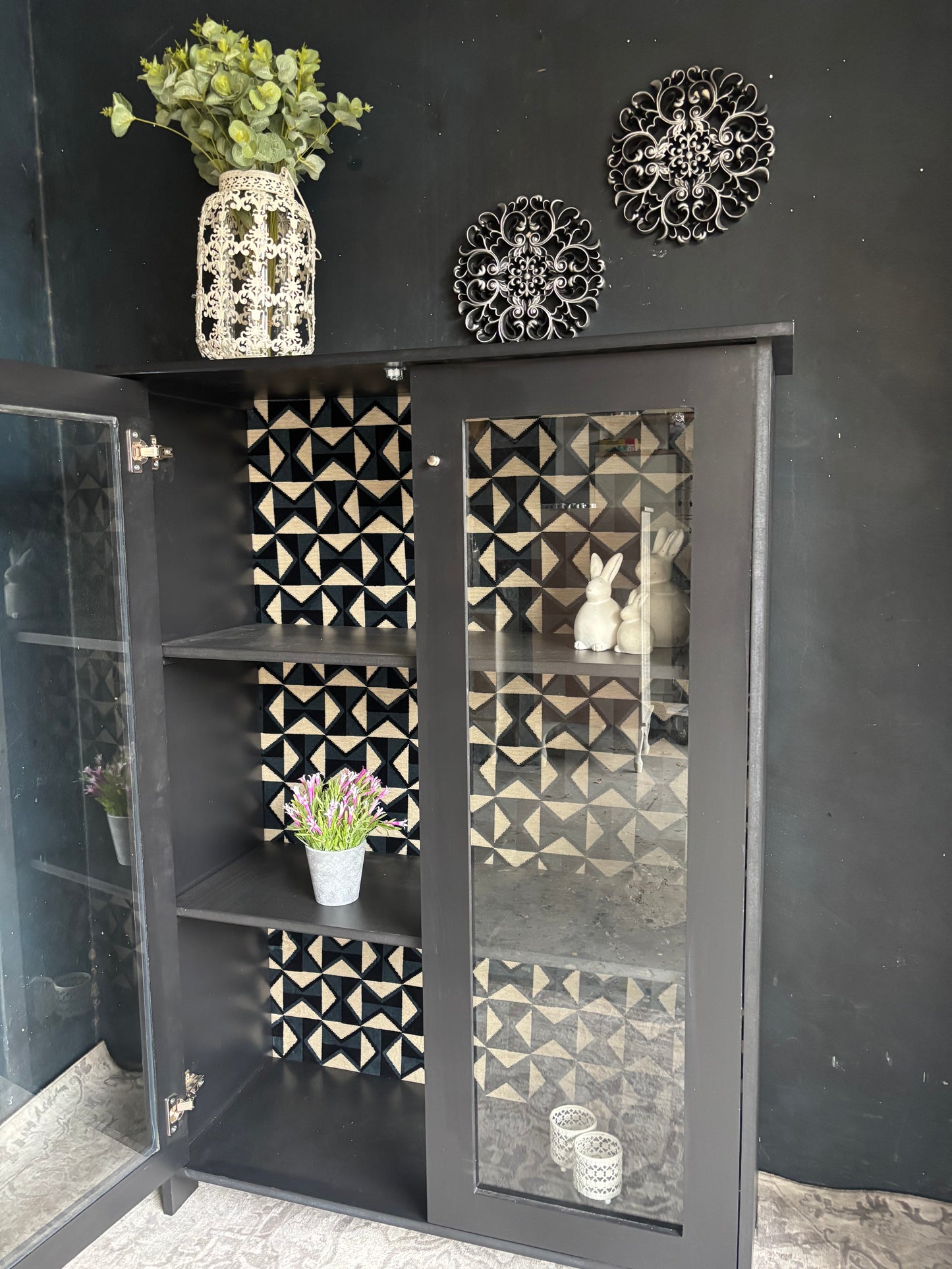 Modern Black Glass Display Cabinet